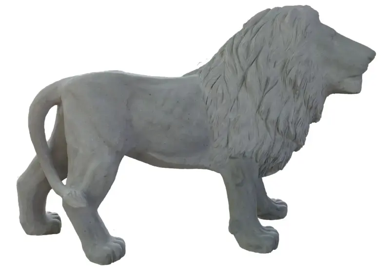Product image 1 of the product “Standing royal Lion made from riverstone. About 100cm height. ”
